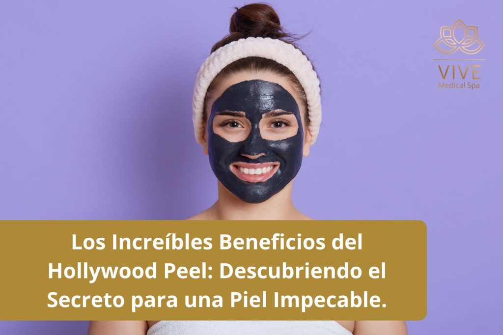 Mujer sonriendo con mascarilla de carbón durante tratamiento Hollywood Peel en VIVE Spa Médico, expertos en Botox, Relleno de Labios, Butt Fillers, Tratamientos Capilares y Bichectomía en Tijuana.